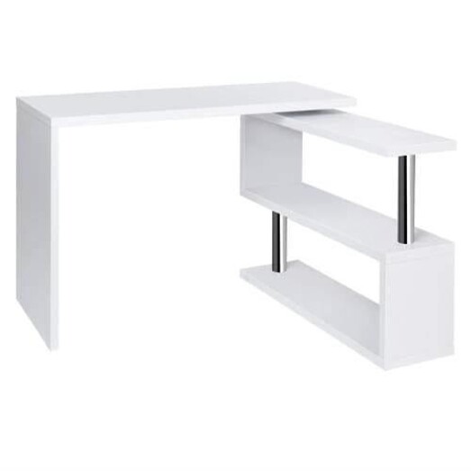 Picture of Rotary Corner Desk with Bookshelf - White