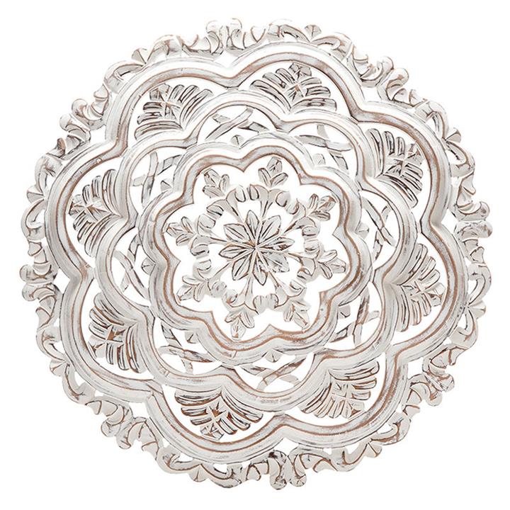 Picture of Round Stepped Handcrafted Wall Decor Wood Distressed White Artisan Homewares