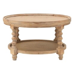 Picture of Round Wicker Pedestal Coffee Table in Natural by Phil Bee Interiors