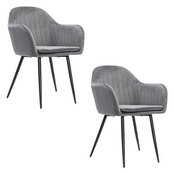 Picture of Ruckman Set of 2 Upholstered Dining Chairs Velvet Grey Levede