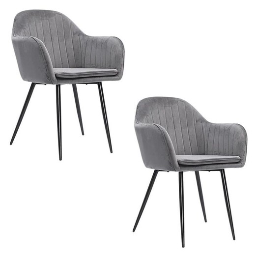 Picture of Ruckman Set of 2 Upholstered Dining Chairs Velvet Grey Levede