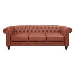 Picture of Rudi Faux Leather 3 Seater Leatherette Brown Rothbury Home