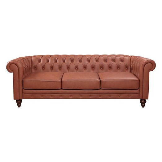 Picture of Rudi Faux Leather 3 Seater Leatherette Brown Rothbury Home