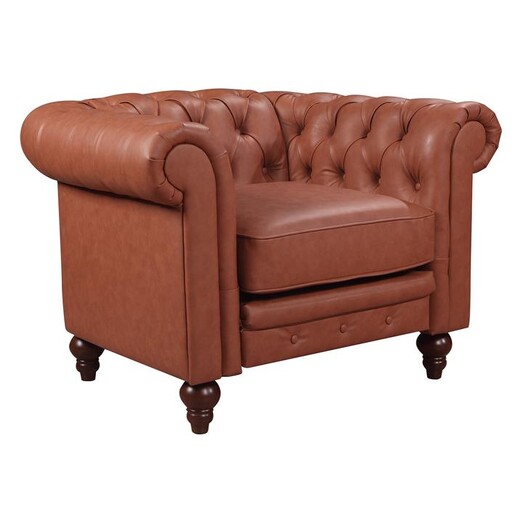 Picture of Rudi Faux Leather Armchair Leatherette Brown Rothbury Home
