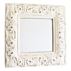 Picture of Rustic 60cm Square Mirror with Ornate Frame Polyresin Rustic White/Cream Mes Homewares