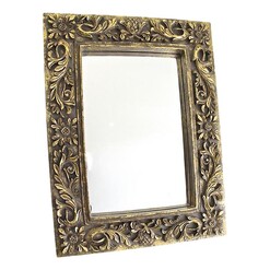 Picture of Rustic Rectangular Mirror with Ornate Frame Polyresin Rustic Gold Mes Homewares
