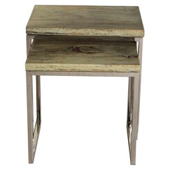 Picture of Ruth Side Table (Set of 2) Wood Pale Green/Silver Whiskey Boyd Design