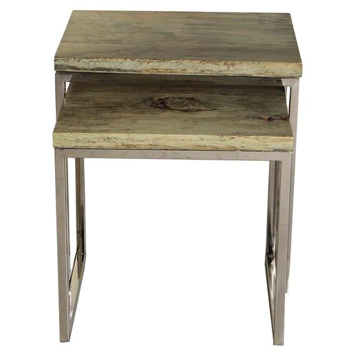 Picture of Ruth Side Table (Set of 2) Wood Pale Green/Silver Whiskey Boyd Design Picture of Ruth Side Table (Set of 2) Wood Pale Green/Silver Whiskey Boyd Design