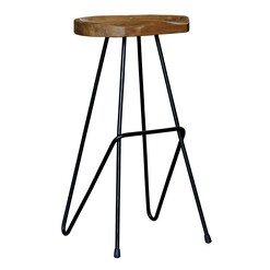 Picture of Saddle Teak Bar Stool Natural/Black Kayu Estate