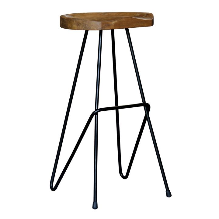 Picture of Saddle Teak Bar Stool Natural/Black Kayu Estate
