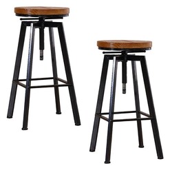 Picture of Salis Set of 2 Industrial Bar Stools Metal Oak Levede