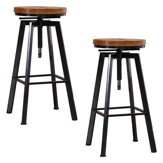 Picture of Salis Set of 2 Industrial Bar Stools Metal Oak Levede