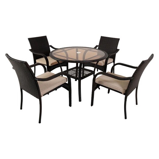 Picture of San Pico 5-Piece Outdoor Dining Set, Brown Wicker Homeflex