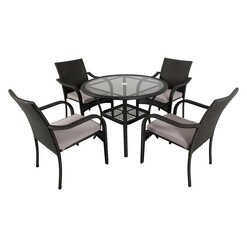 Picture of San Pico 5-Piece Outdoor Dining Set, Grey Wicker Homeflex