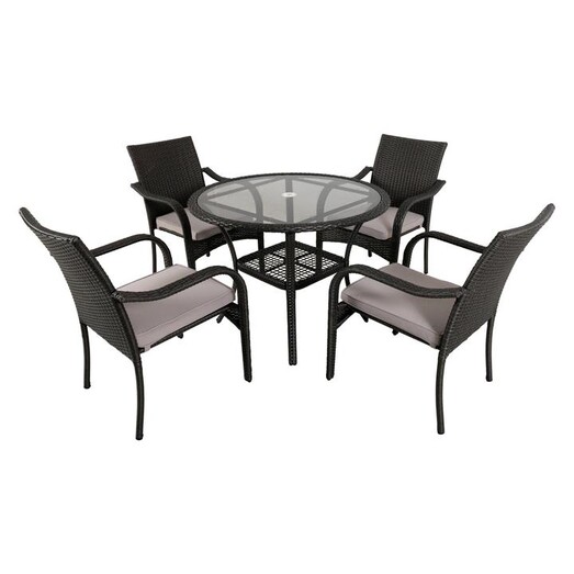 Picture of San Pico 5-Piece Outdoor Dining Set, Grey Wicker Homeflex Picture of San Pico 5-Piece Outdoor Dining Set, Grey Wicker Homeflex