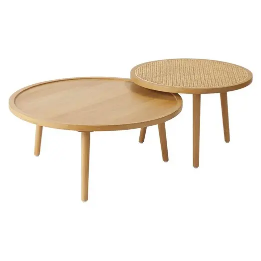 Picture of Santali Rattan & Timber Coffee Table (Set of 2) in Brown by Amalfi