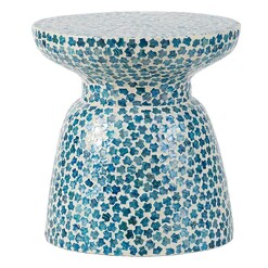 Picture of Santorini Shell Stool/Side Table MDF Blue Phil Bee Interiors