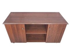 Picture of Sanz Return Office Desk with Adjustable Shelf/Cabinets - Rich Walnut