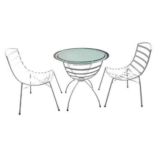 Picture of Sarah 3-Piece Outdoor Dining Set Metal White Channel Enterprises Picture of Sarah 3-Piece Outdoor Dining Set Metal White Channel Enterprises