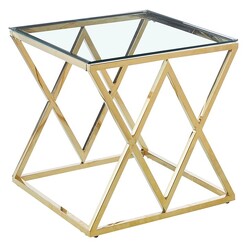 Picture of Savana Glass Top Side Table in Clear/Gold by Dover Mason