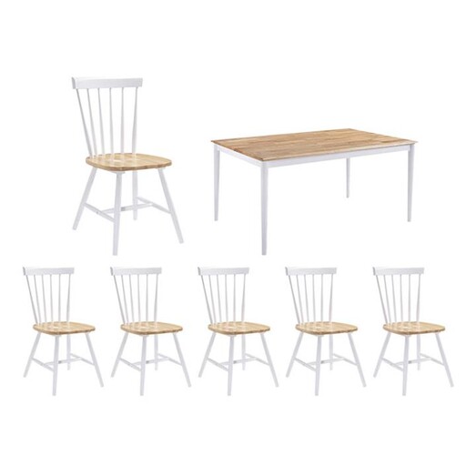Picture of Scandi Wooden 7-Piece Dining Set White E-living