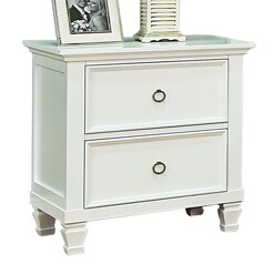 Picture of Seina Hampton Classic Solid Wooden Bedside Nightstand Side Table W/ 2-Drawers - White