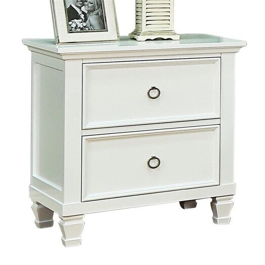 Picture of Seina Hampton Classic Solid Wooden Bedside Nightstand Side Table W/ 2-Drawers - White Picture of Seina Hampton Classic Solid Wooden Bedside Nightstand Side Table W/ 2-Drawers - White