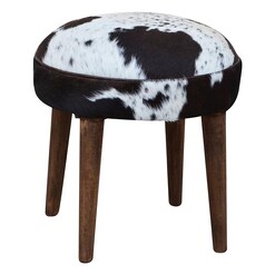 Picture of Semsa Cowhide Stool in Black by Phil Bee Interiors