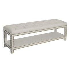 Picture of Serena Button Tufted Bench Ottoman Fabric Assorted CAFE Lighting & Living