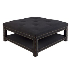 Picture of Serena Button Tufted Square Ottoman Fabric Assorted CAFE Lighting & Living