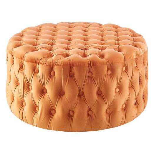 Picture of Serena Velvet Round Ottoman in Cinnamon by Dover Mason