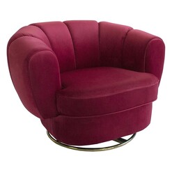 Picture of Serin Velvet Swivel Chair in Maroon by D&D Design