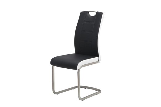Picture of Set of 2 Argus Faux Leather Dining Chair - Brushed Metal Legs - Black & White