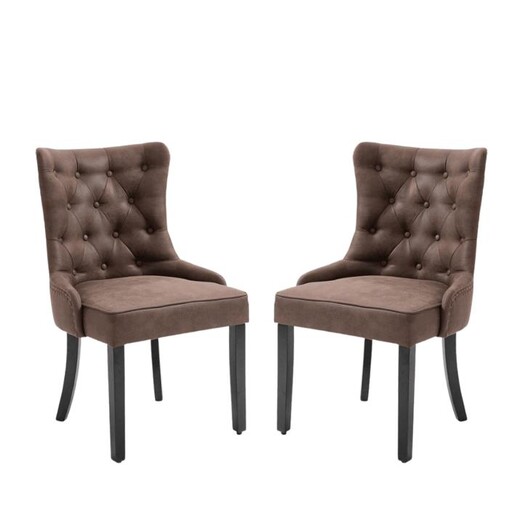 Picture of Set Of 2 Atlas Fabric Modern Dining Chair - Brown