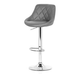 Picture of Set of 2 Bar Stools PU Leather Diamond Style - Grey