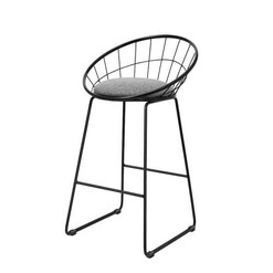 Picture of Set of 2 Bar Stools Steel Fabric - Grey and Black