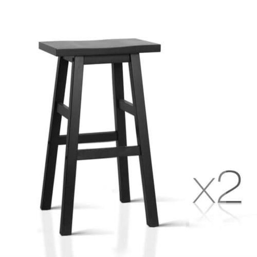 Picture of Set of 2 Beech Wood Bar Stools - Black