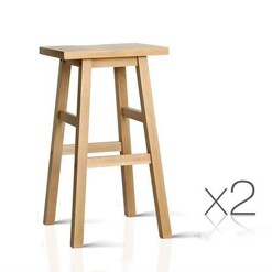 Picture of Set of 2 Beech Wood Bar Stools - Natural