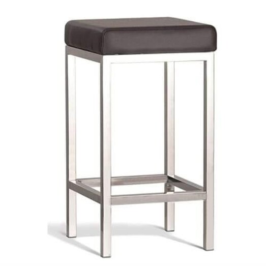 Picture of Set of 2 - Borgo Bar Stool 65cm - Polished Frame - Brown Picture of Set of 2 - Borgo Bar Stool 65cm - Polished Frame - Brown