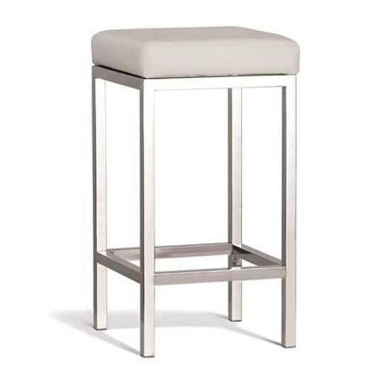 Picture of Set of 2 - Borgo Bar Stool 65cm - Polished Frame - Off White Picture of Set of 2 - Borgo Bar Stool 65cm - Polished Frame - Off White