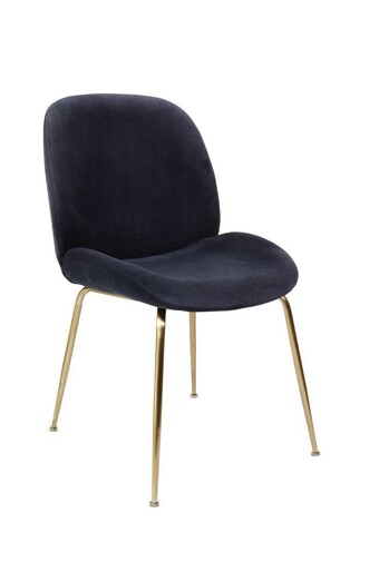 Picture of Set of 2 Casa Velvet Fabric Dining Chair - Gold Legs - Ink Picture of Set of 2 Casa Velvet Fabric Dining Chair - Gold Legs - Ink