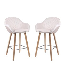 Picture of Set Of 2 Cora Velvet Kitchen Counter Bar Stool - Champagne