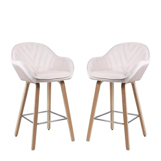 Picture of Set Of 2 Cora Velvet Kitchen Counter Bar Stool - Champagne Picture of Set Of 2 Cora Velvet Kitchen Counter Bar Stool - Champagne