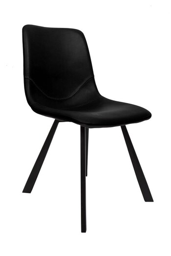Picture of Set of 2 Cos Faux Leather Dining Chair - Black Metal Legs - Black Picture of Set of 2 Cos Faux Leather Dining Chair - Black Metal Legs - Black
