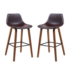 Picture of Set Of 2 Diva PU Leather Kitchen Counter Bar Stool - Brown