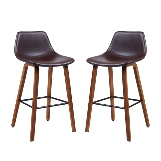 Picture of Set Of 2 Diva PU Leather Kitchen Counter Bar Stool - Brown