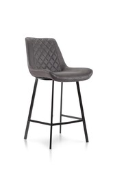 Picture of Set of 2 Fin Fabric Bar Stool - Black Metal Legs 68cm - Charcoal