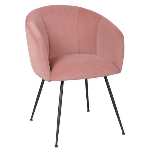 Picture of Set of 2 Finale Velvet Fabric Dining Chair - Black Metal Legs - Blush