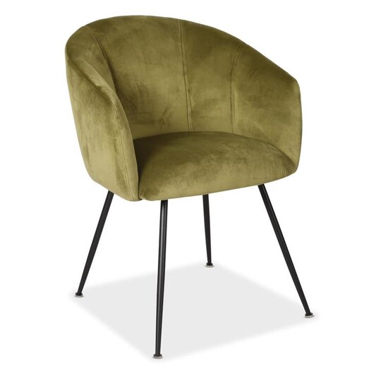 Picture of Set of 2 Finale Velvet Fabric Dining Chair - Black Metal Legs - Grass