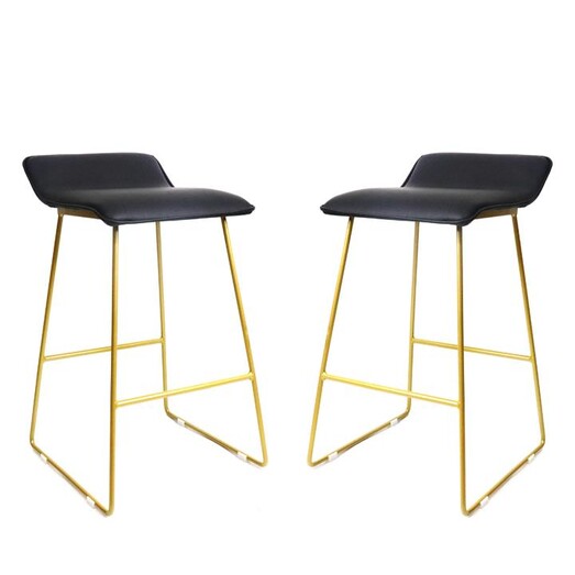 Picture of Set Of 2 Frida PU Leather Kitchen Bar Counter Stool Gold Metal Frame 65cm - Black Picture of Set Of 2 Frida PU Leather Kitchen Bar Counter Stool Gold Metal Frame 65cm - Black